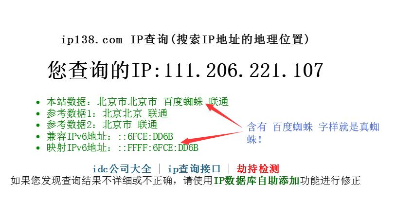 IP138判断真蜘蛛